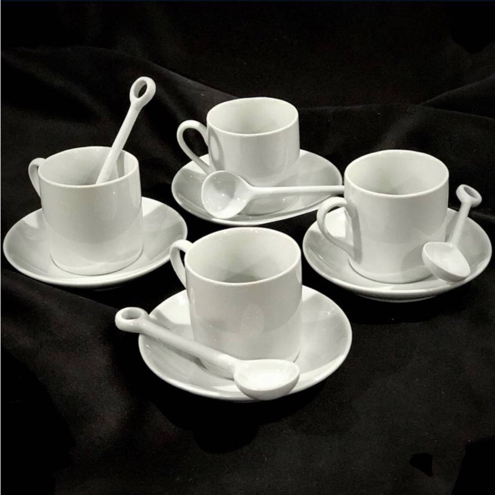 Elegant White Porcelain Espresso Cup Set